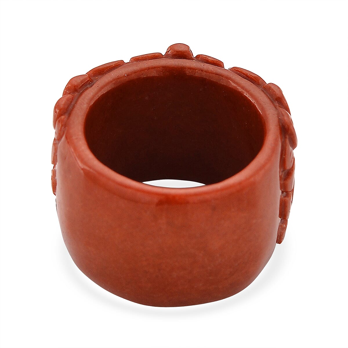 Red Jade Dragon Carved Ring 55.00 Ct.