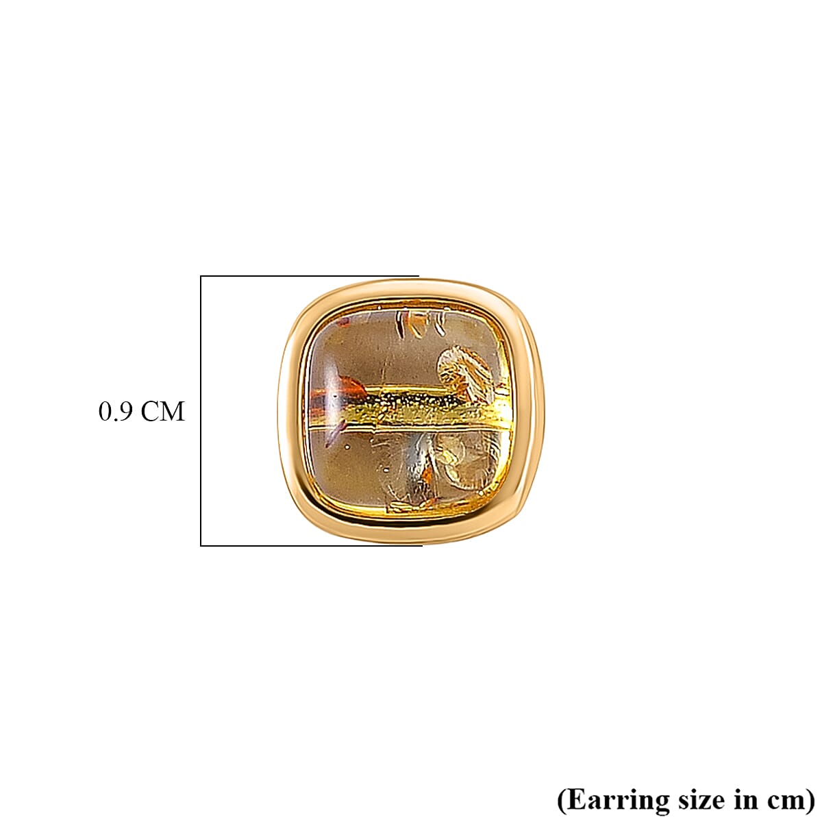 D'Joy Amber Beads Stud Earring with Push Back in Yellow Gold Plated Sterling Silver 3.50 Ct.