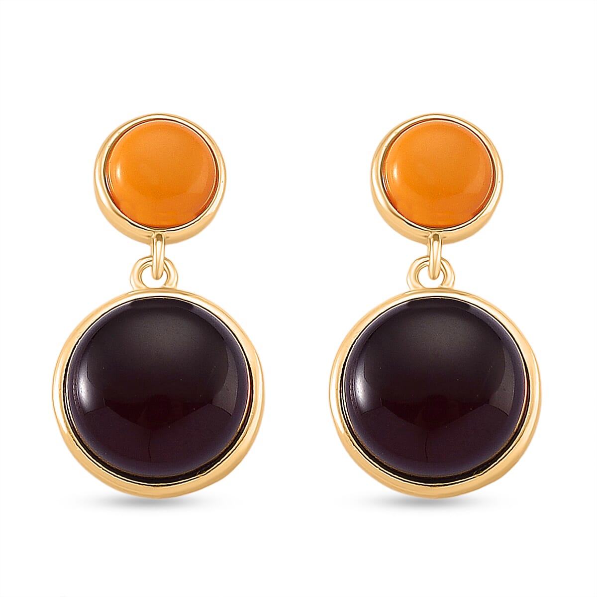 D'Joy Amber Beads Earring with Push Back in Yellow Gold Plated Sterling Silver 6.00 Ct.