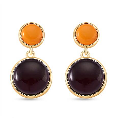 D'Joy Amber Beads Earring with Push Back in Yellow Gold Plated Sterling Silver 6.00 Ct.