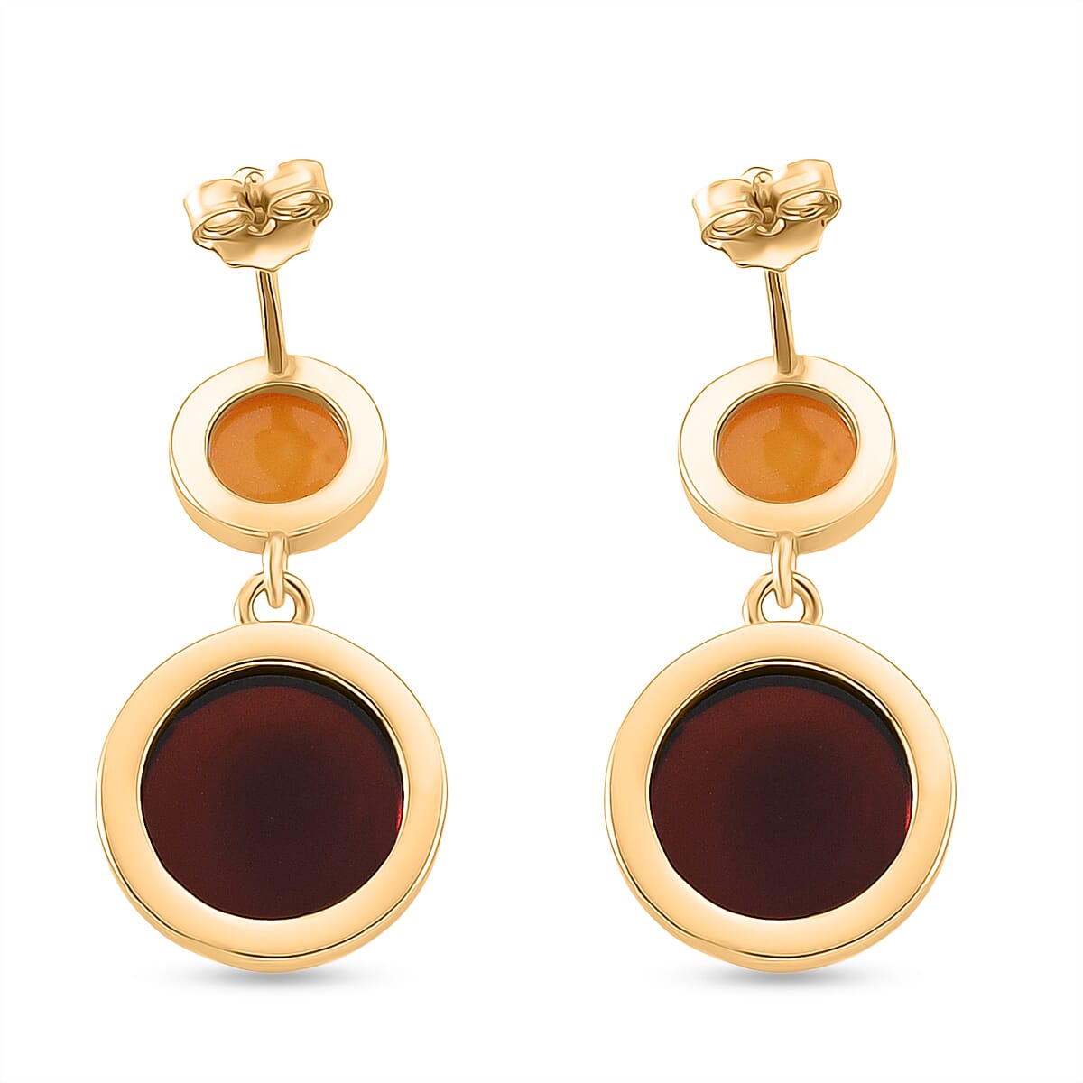 D'Joy Amber Beads Earring with Push Back in Yellow Gold Plated Sterling Silver 6.00 Ct.