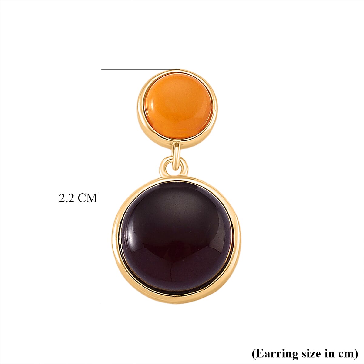 D'Joy Amber Beads Earring with Push Back in Yellow Gold Plated Sterling Silver 6.00 Ct.