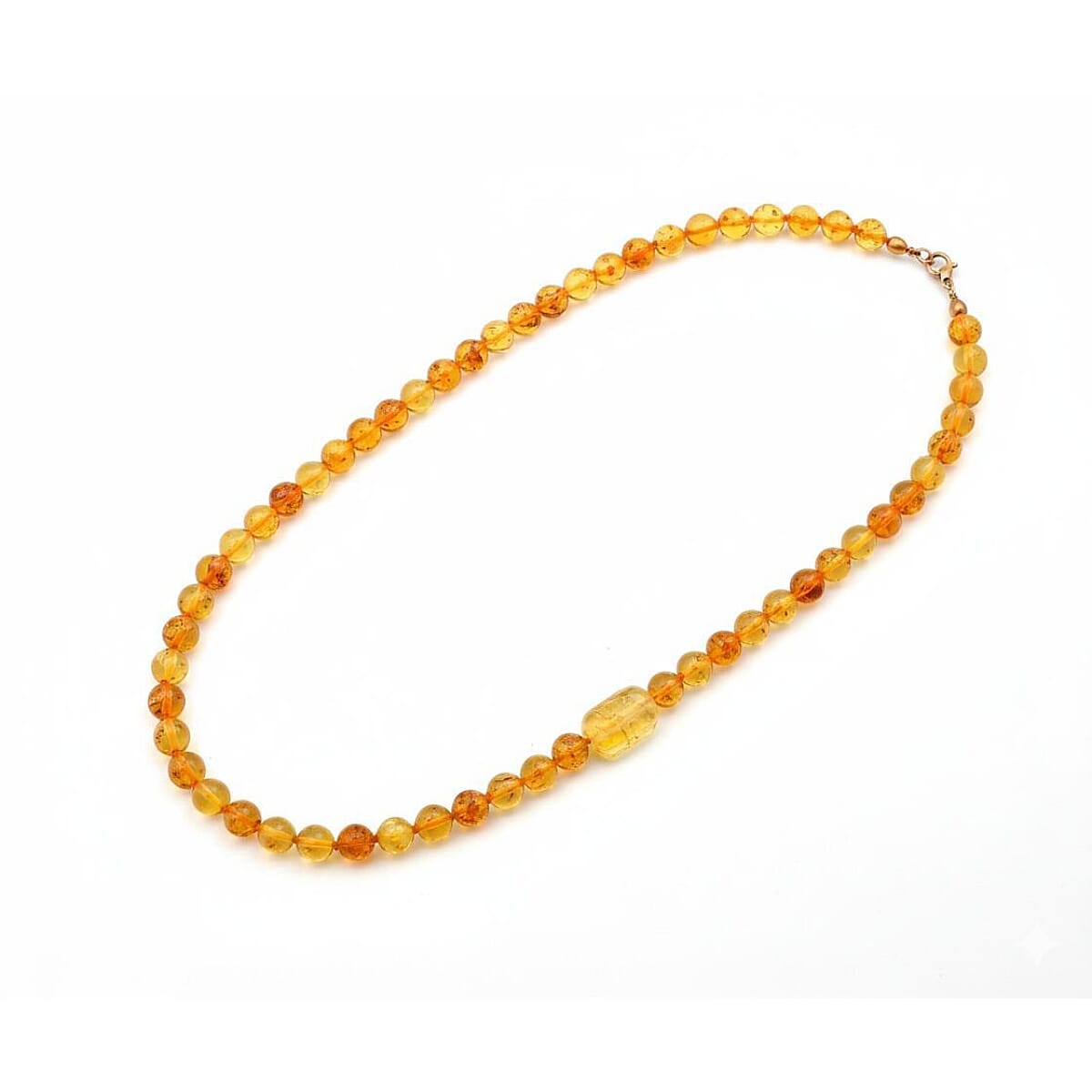 D'Joy Natural  Amber Necklace (Size - 20-2 EXT) in Yellow Gold Plated Sterling Silver 75.00 Ct.