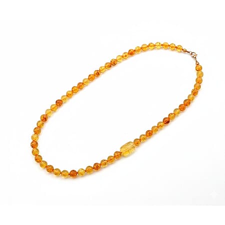 D'Joy Natural  Amber Necklace (Size - 20-2 EXT) in Yellow Gold Plated Sterling Silver 75.00 Ct.