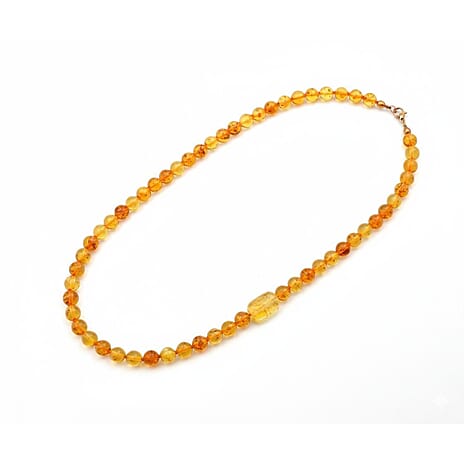 D'Joy Amber Beads Necklace (Size - 20-2 EXT) in Yellow Gold Plated Sterling Silver 75.00 Ct.