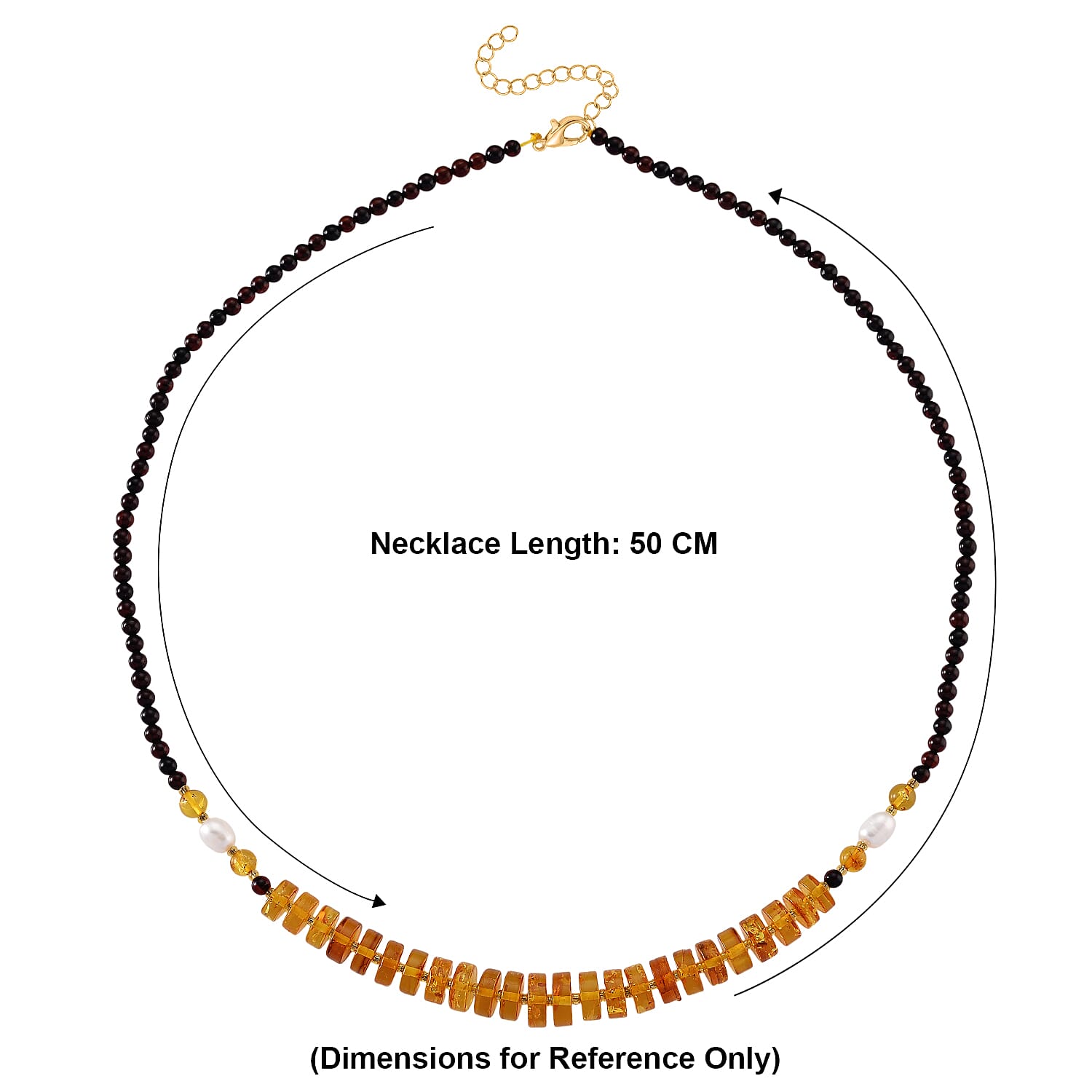 D'Joy Multi Color Amber, White Fresh Water Pearl Beads Necklace Sterling Silver  40.000  Ct.