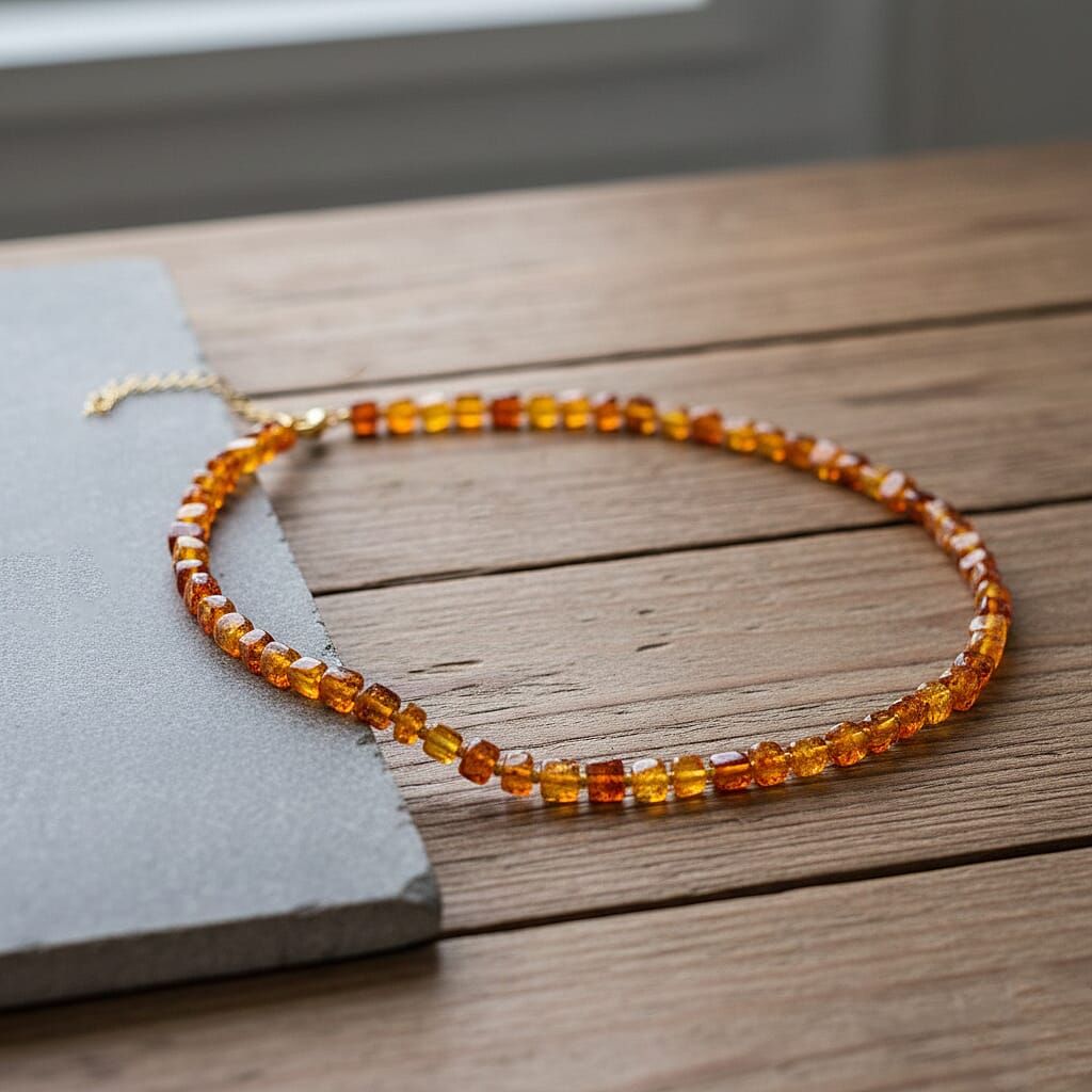 D'Joy Amber Beads Necklace Sterling Silver  65.000  Ct.