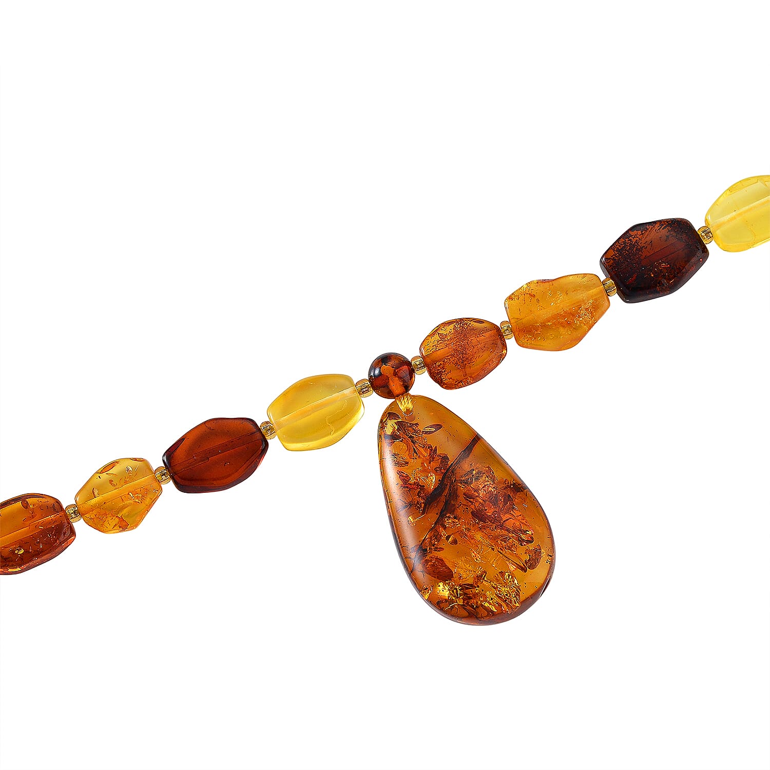 D'Joy Multi Color Amber Beads Necklace Sterling Silver  60.000  Ct.