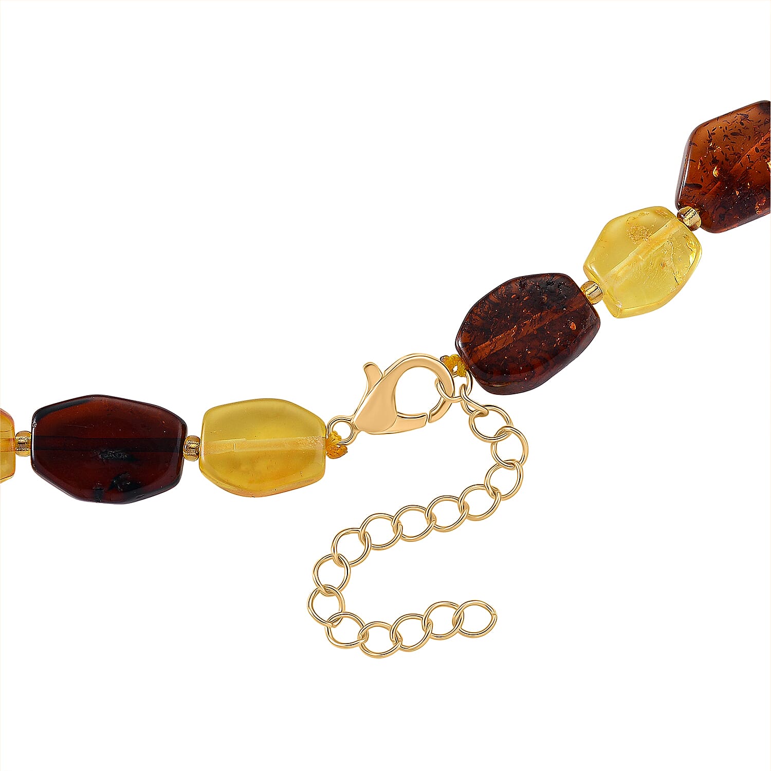 D'Joy Multi Color Amber Beads Necklace Sterling Silver  60.000  Ct.