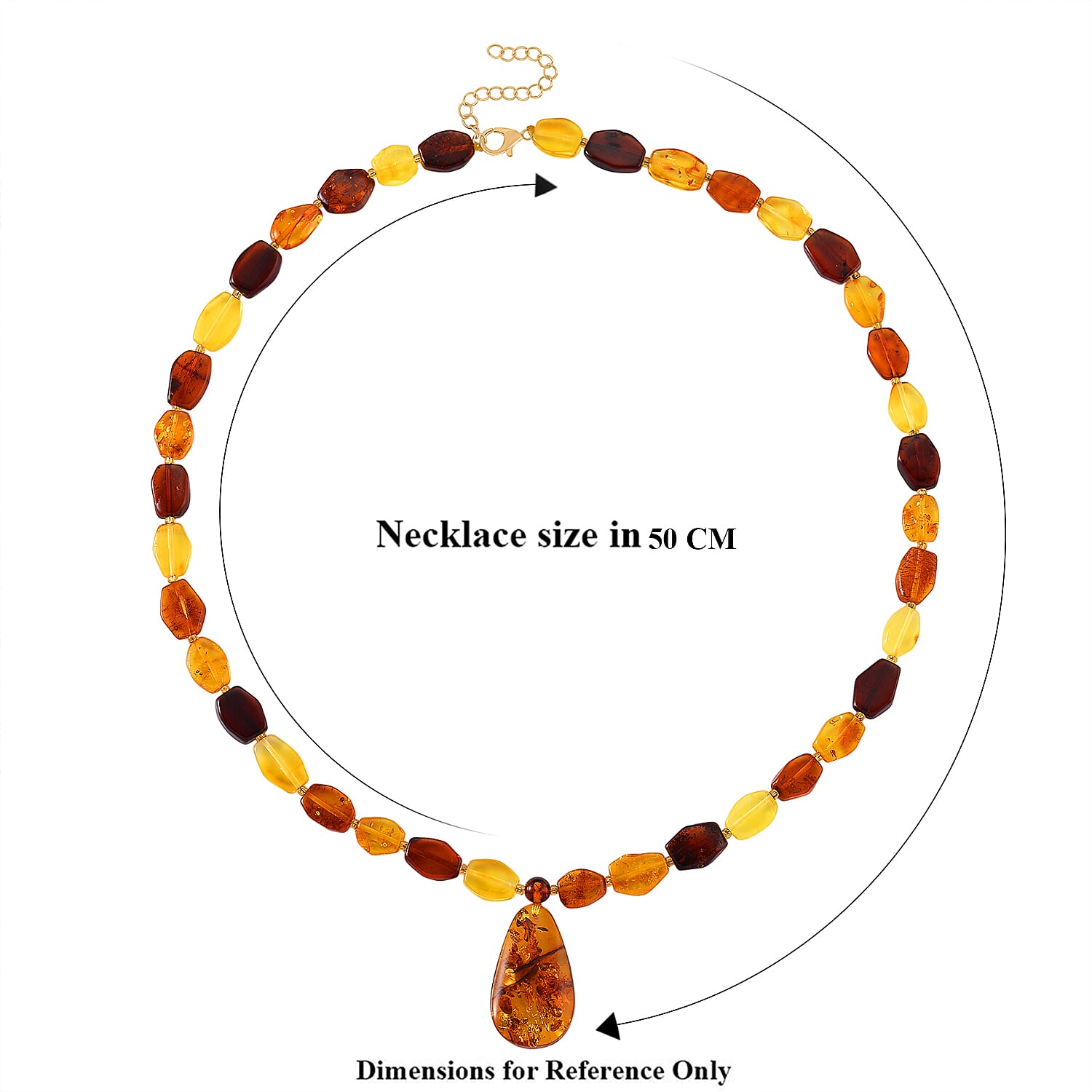 D'Joy Multi Color Amber Beads Necklace Sterling Silver  60.000  Ct.