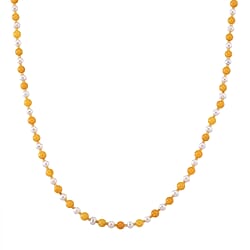 D'Joy Amber & White Fresh Water Pearl Beads Necklace (Size 20-2 EXT) in Yellow Gold Plated Sterling Silver 40.00 Ct.
