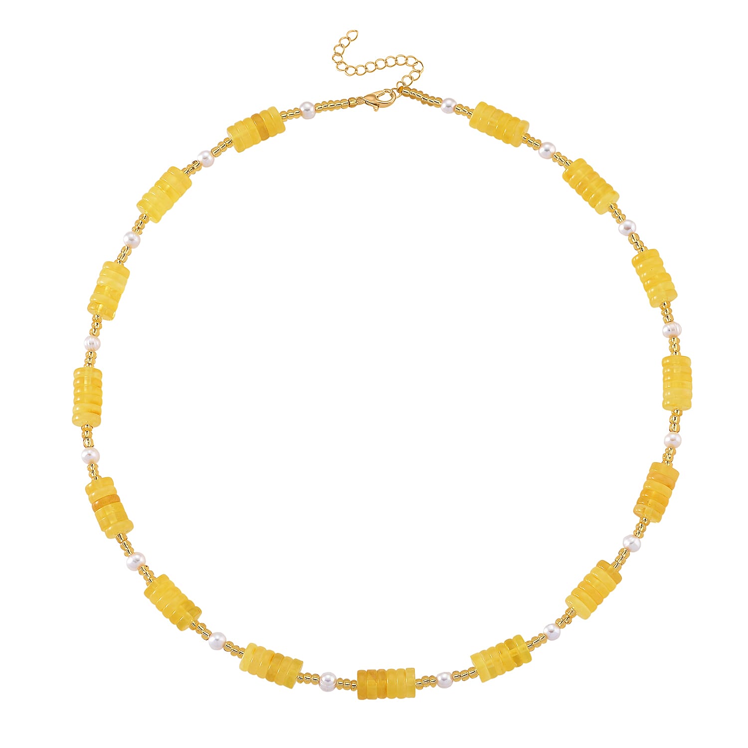 D'Joy Amber, White Fresh Water Pearl Beads Necklace Sterling Silver  65.000  Ct.