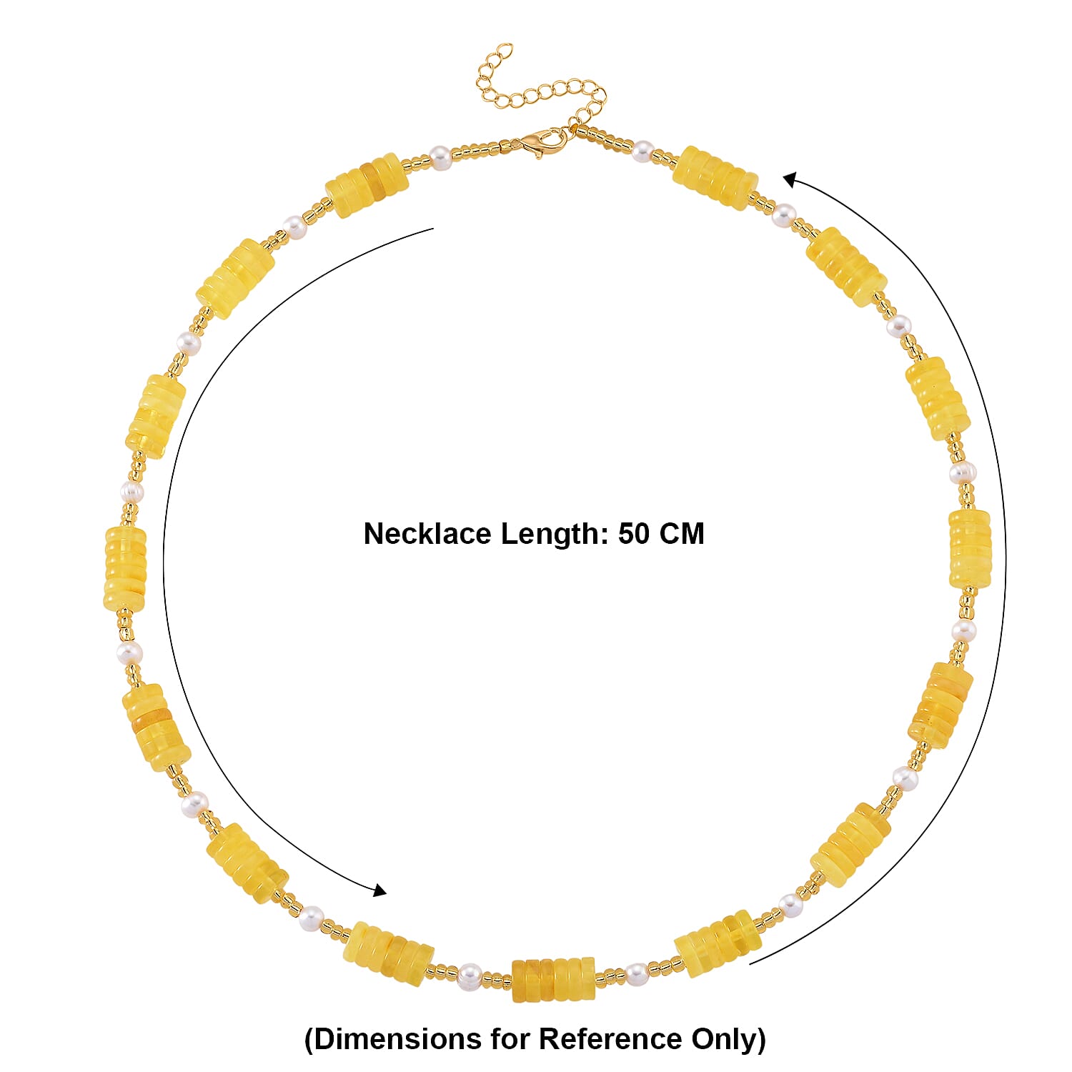 D'Joy Amber, White Fresh Water Pearl Beads Necklace Sterling Silver  65.000  Ct.