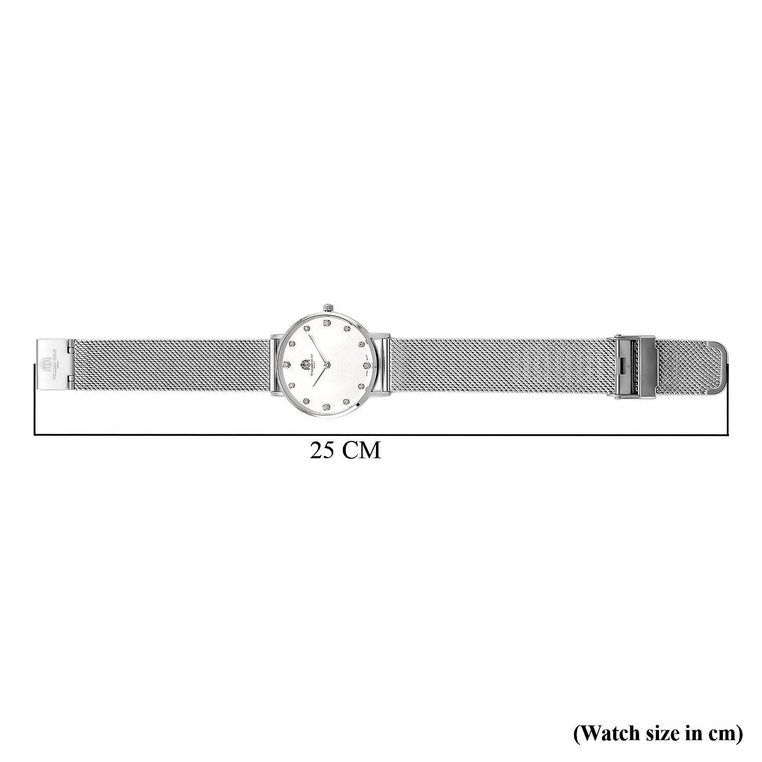 WILLIAM HUNT Limited Edition 5ATM Water Resistant Moissanite Watch - 36mm Dial With Milanese Strap - White