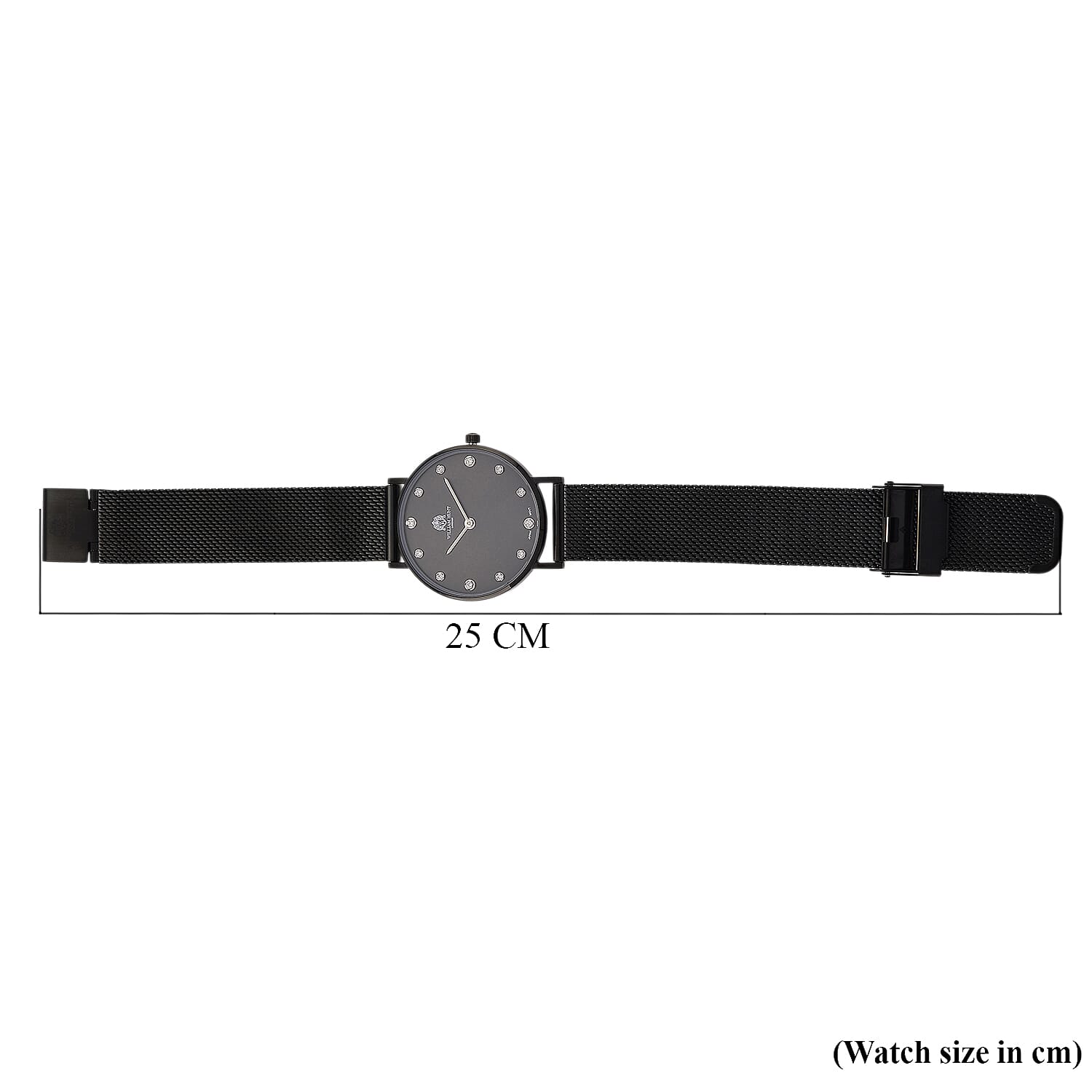 WILLIAM HUNT Limited Edition 5ATM Water Resistant Moissanite Watch - 36mm Dial With Milanese Strap - Black
