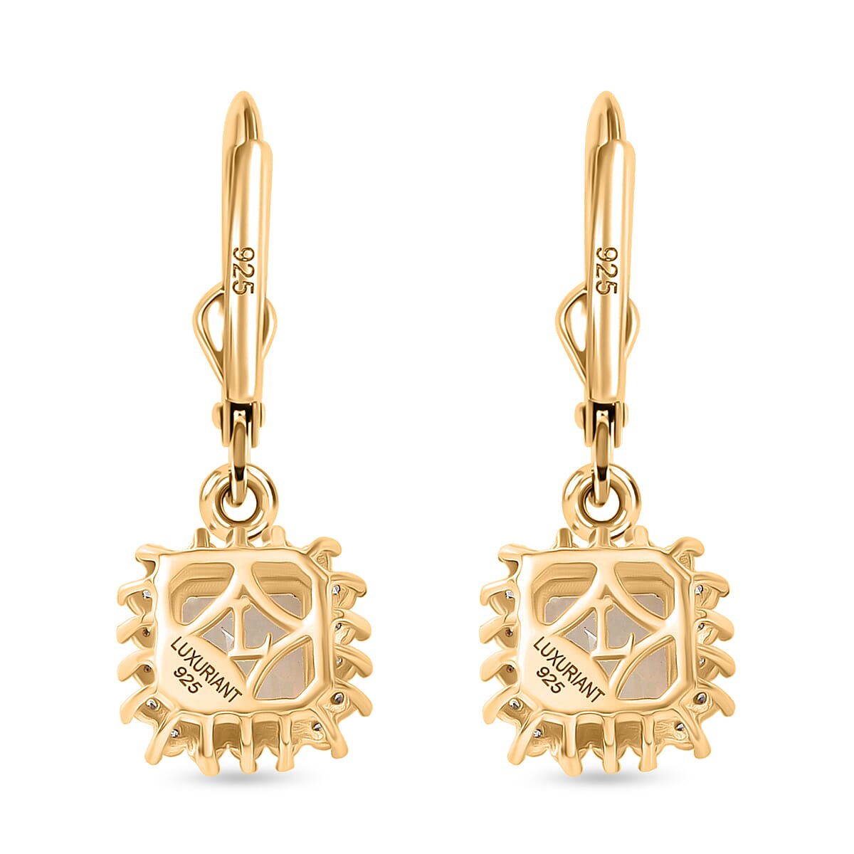 Luxuriant- Premium Faceted Ethiopian Opal & SI-G-H Lab Grown Diamond Drop Earring with Lever Back in 18K Vermeil Yellow Gold Plated Sterling Silver 1.54 Ct.