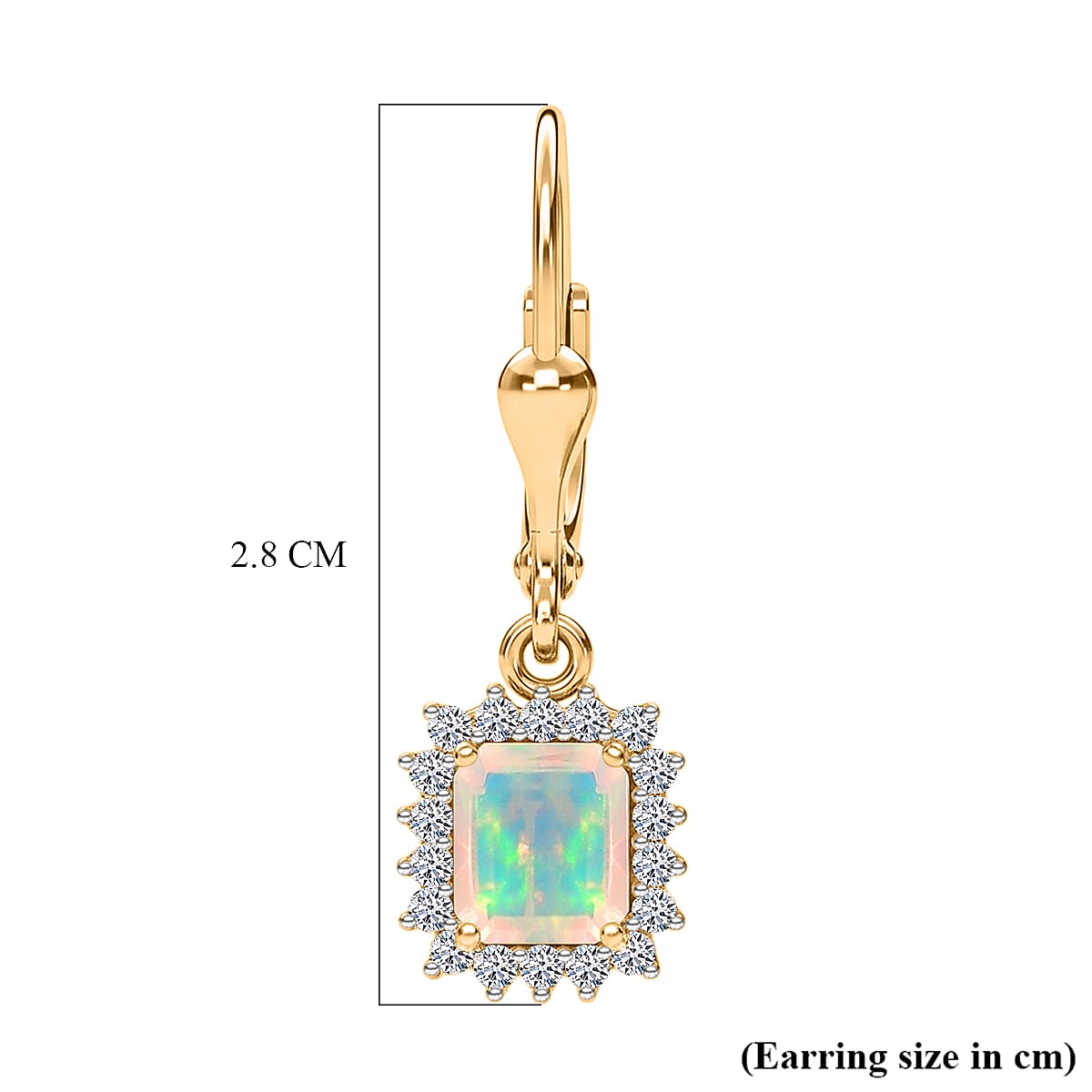 Luxuriant- Premium Faceted Ethiopian Opal & SI-G-H Lab Grown Diamond Drop Earring with Lever Back in 18K Vermeil Yellow Gold Plated Sterling Silver 1.54 Ct.