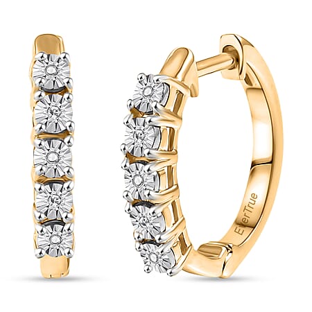 EverTrue - Natural White Diamond Full Hoop Earrings in Yellow Gold Tone