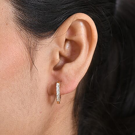 EverTrue - Natural White Diamond Full Hoop Earrings in Yellow Gold Tone