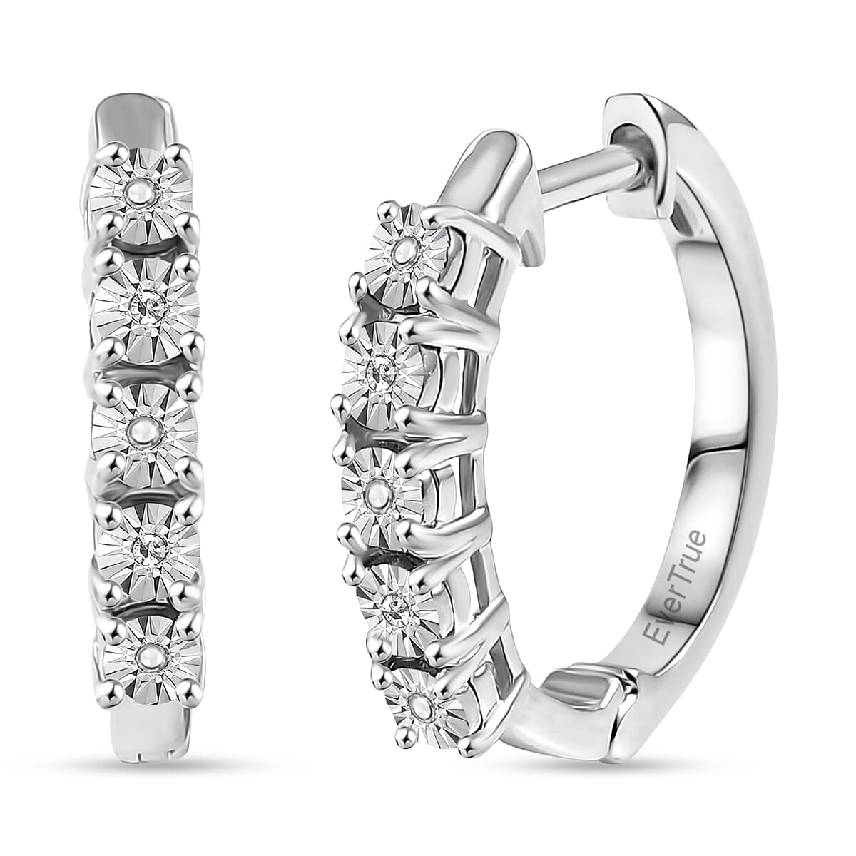 EverTrue Natural White Diamond Platinum Overlay Full Hoop Earring