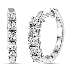 EverTrue Natural White Diamond Platinum Overlay Full Hoop Earring