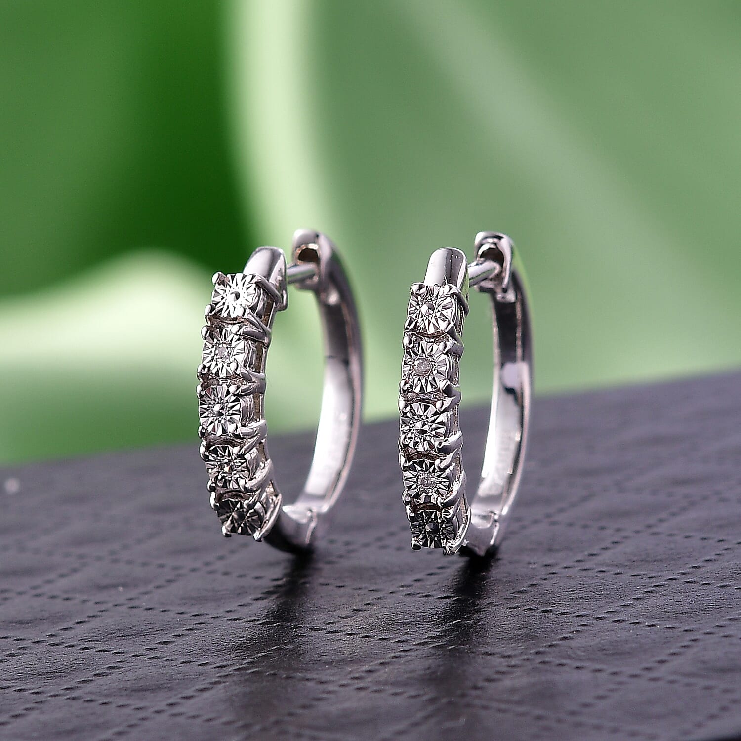 EverTrue Natural White Diamond Platinum Overlay Full Hoop Earring