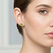 EverTrue Peridot Solitaire Stud Earring with Push Back in White Tone 2.28 Ct.