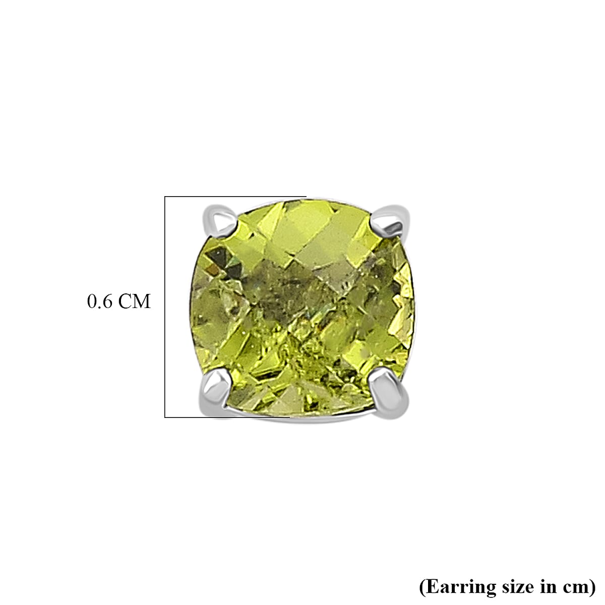 EverTrue Peridot Rhodium Overlay Solitaire Stud Earring with Push Back 2.28 Ct.
