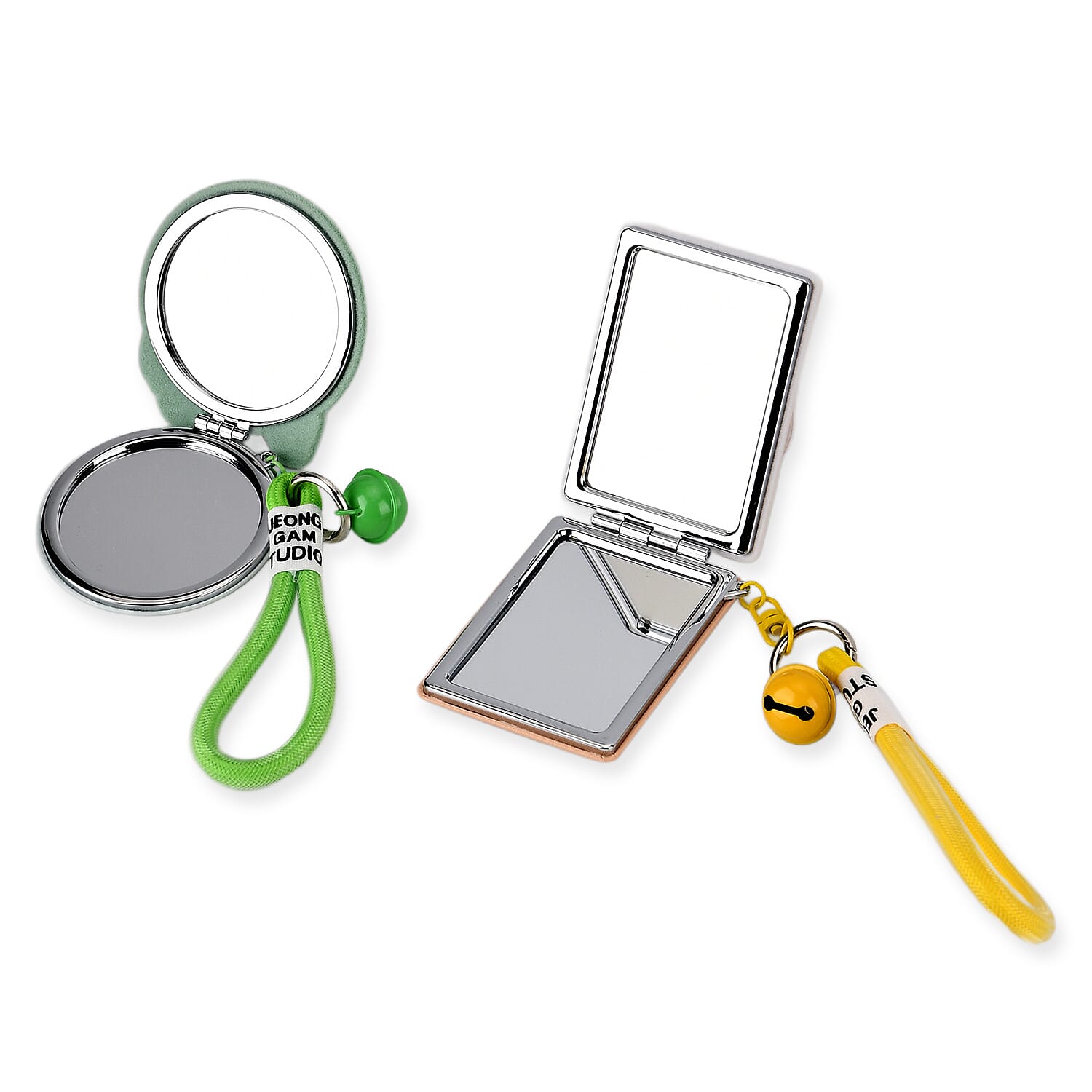 Set of 2 - 3D Character Design Compact Mirrors - Yellow & Green