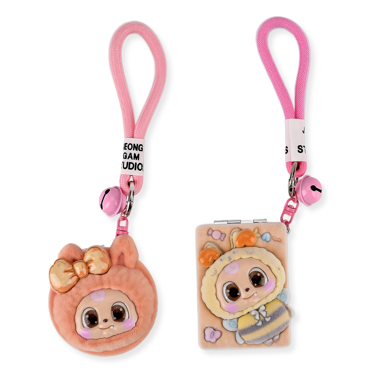 Set of 2 - 3D Character Design Compact Mirrors - Yellow & Pink