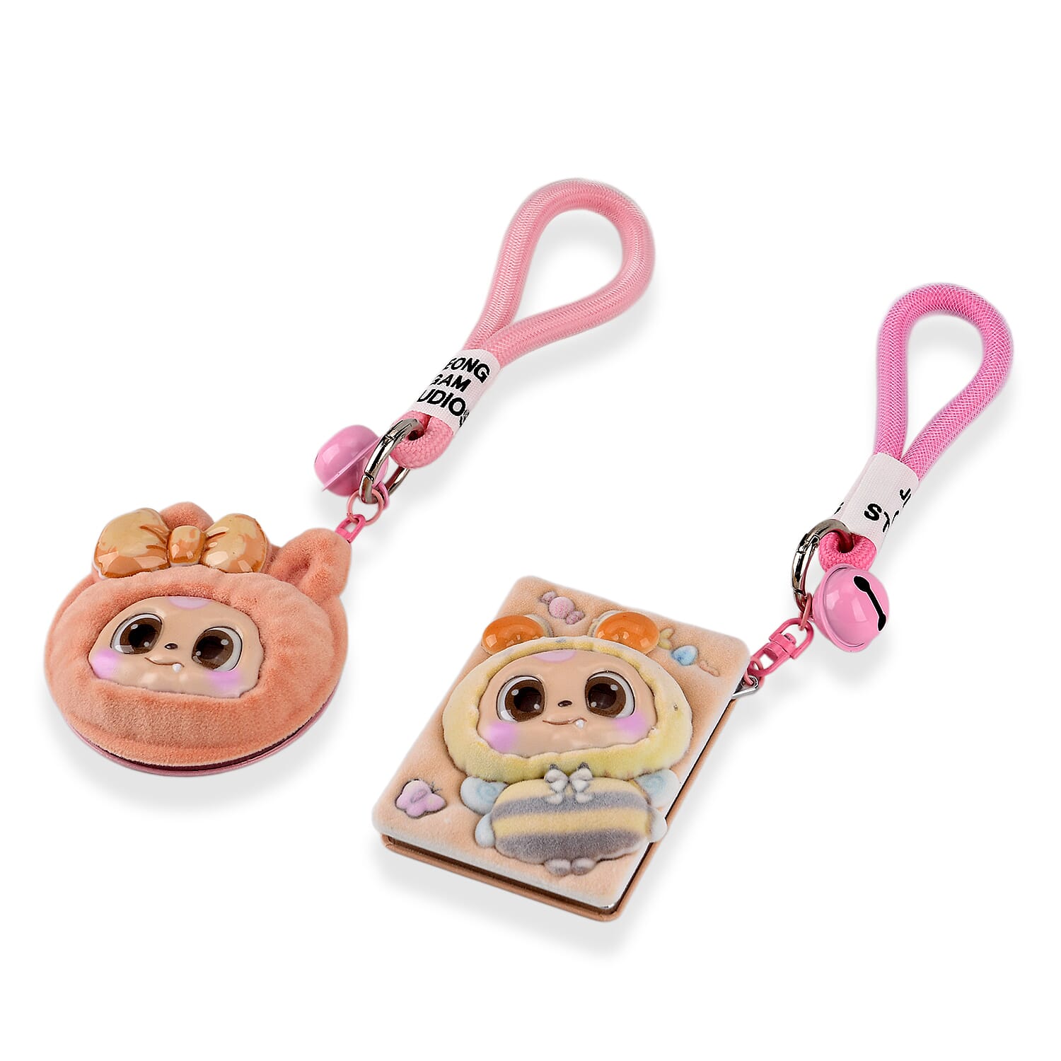 Set of 2 - 3D Character Design Compact Mirrors - Yellow & Pink