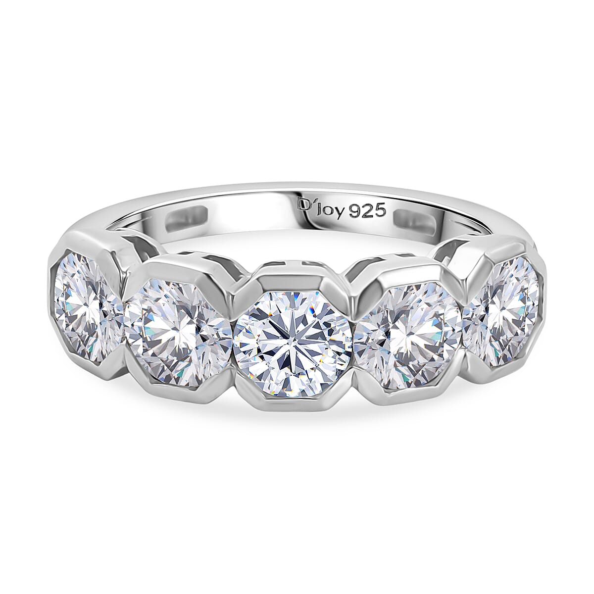 BRAND NEW LAUNCH - D'Joy Moissanite 5 Stone Ring in Platinum Overlay Sterling Silver  2.30 Ct.