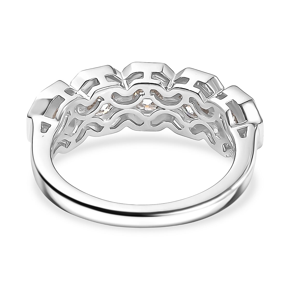 BRAND NEW LAUNCH - D'Joy Moissanite 5 Stone Ring in Platinum Overlay Sterling Silver  2.30 Ct.