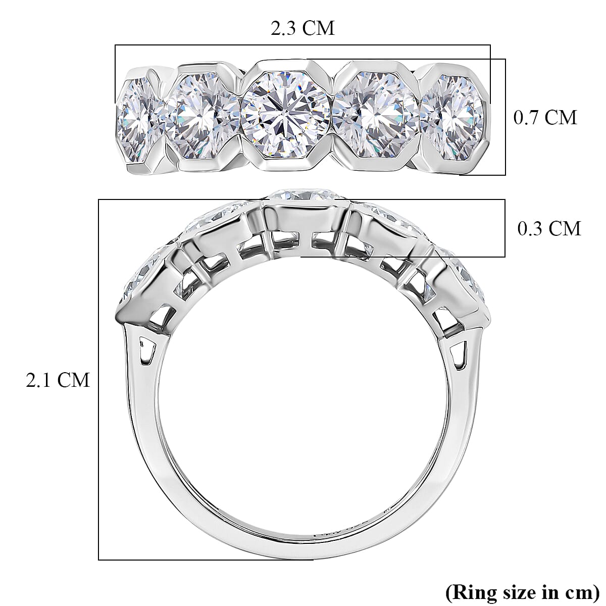BRAND NEW LAUNCH - D'Joy Moissanite 5 Stone Ring in Platinum Overlay Sterling Silver  2.30 Ct.