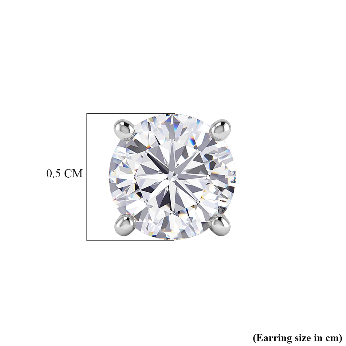Moissanite Solitaire Stud Earring with Push Back in Platinum Overlay Sterling Silver 0.90 Ct.