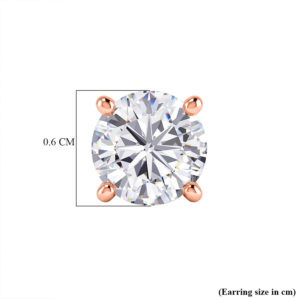 Moissanite Solitaire Stud Push Post Earring in Rose Gold Plated Sterling Silver 1.51 Ct.