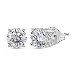 Moissanite Solitaire Stud Push Post Earring in Rose Gold Plated Sterling Silver 1.51 Ct.