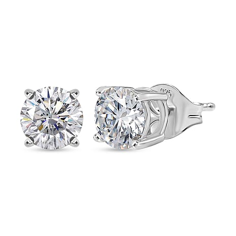 Moissanite Solitaire Stud Push Post Earring in Platinum OverlaySterling Silver  1.512  Ct.
