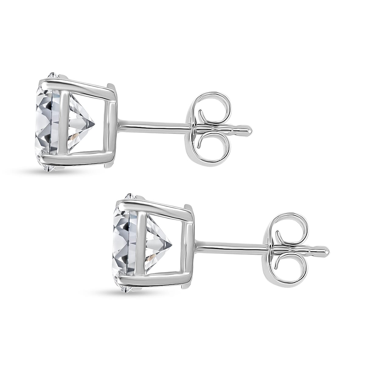 Moissanite Solitaire Stud Push Post Earring in Platinum OverlaySterling Silver  1.512  Ct.