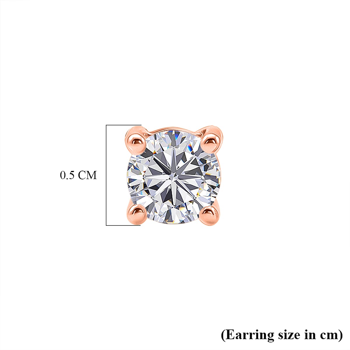Royal Bali Collection - Moissanite Solitaire Stud Earring with Screw Back in Rose Gold Plated Sterling Silver 0.92 Ct