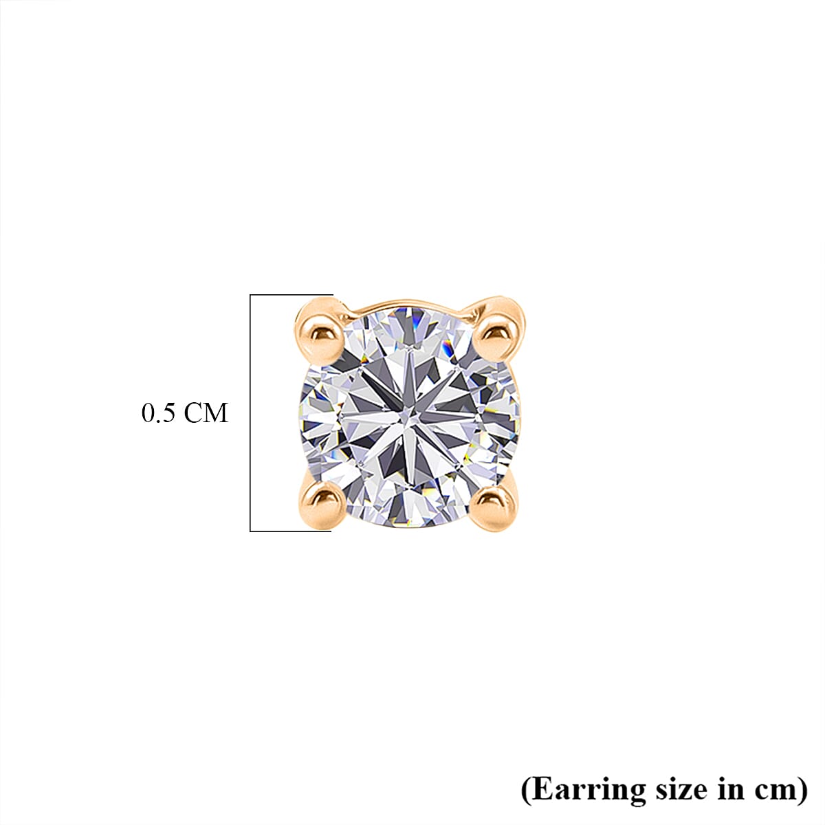 Royal Bali Collection - Moissanite Solitaire Stud Earring with Screw Back in Yellow Gold Plated Sterling Silver