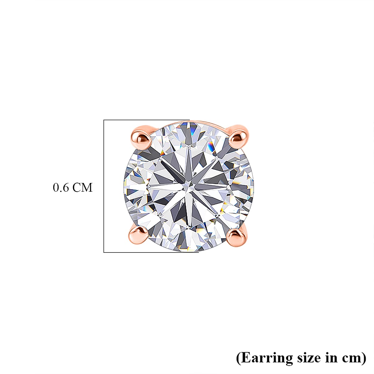 Royal Bali Collection - Moissanite Solitaire Stud Earring with Screw Back in Rose Gold Plated Sterling Silver 1.54 Ct.