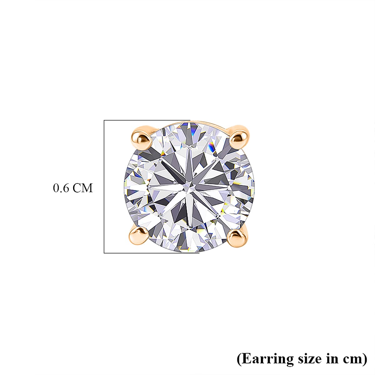 Royal Bali Collection - Moissanite Solitaire Stud Earring with Screw Back in Yellow Gold Plated Sterling Silver 1.54 Ct.