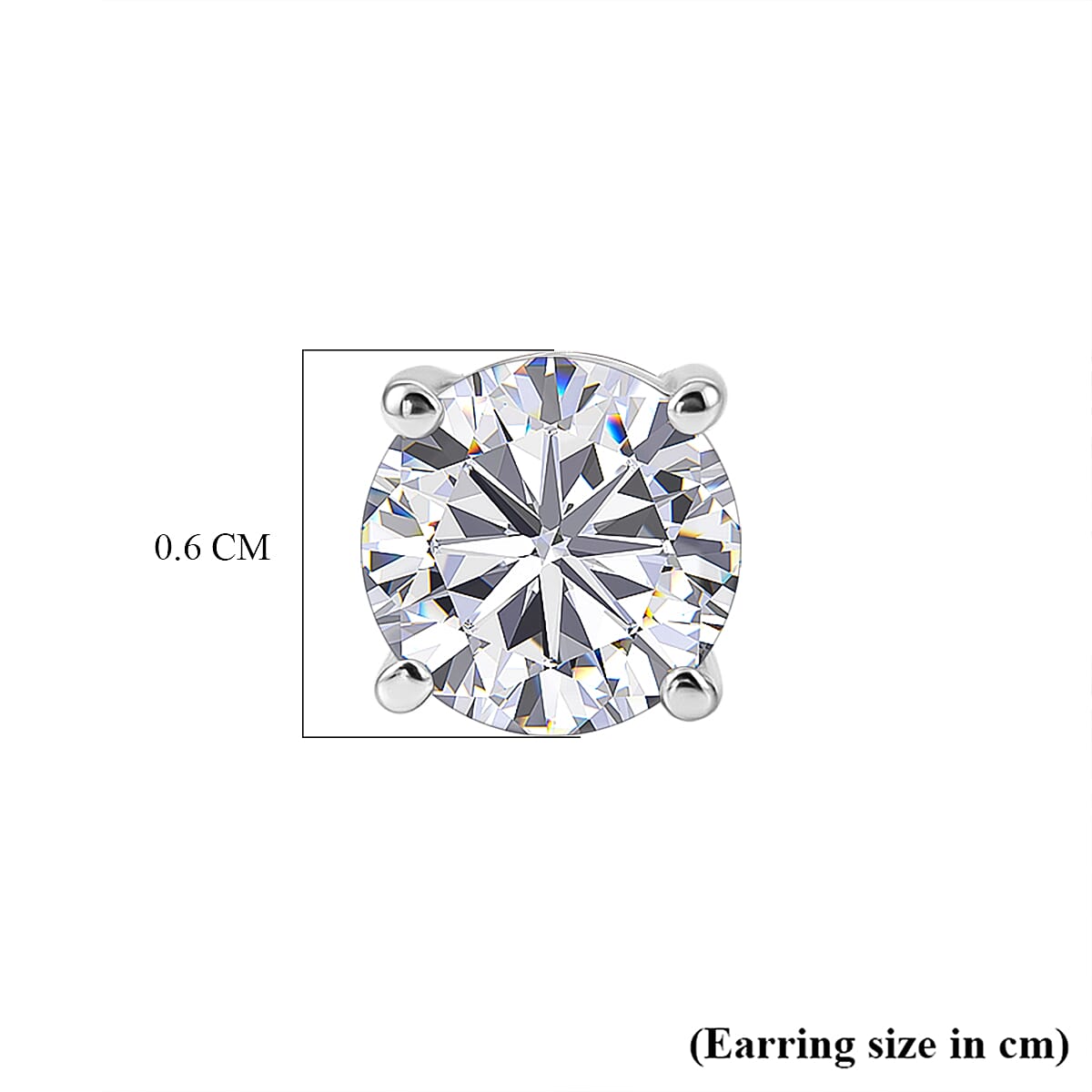 Royal Bali Collection - Moissanite Solitaire Stud Earring with Screw Back in Platinum Overlay Sterling Silver 1.54 Ct.