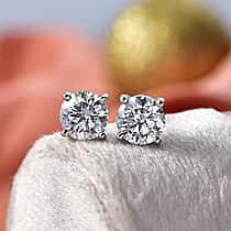 Moissanite Solitaire Stud Earring with Push Post in Platinum Overlay Sterling Silver 2.41 Ct.