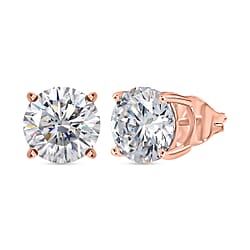 D'Joy Moissanite Solitaire Stud Push Post Earring in Rose Gold Plated Sterling Silver 3.70 Ct.
