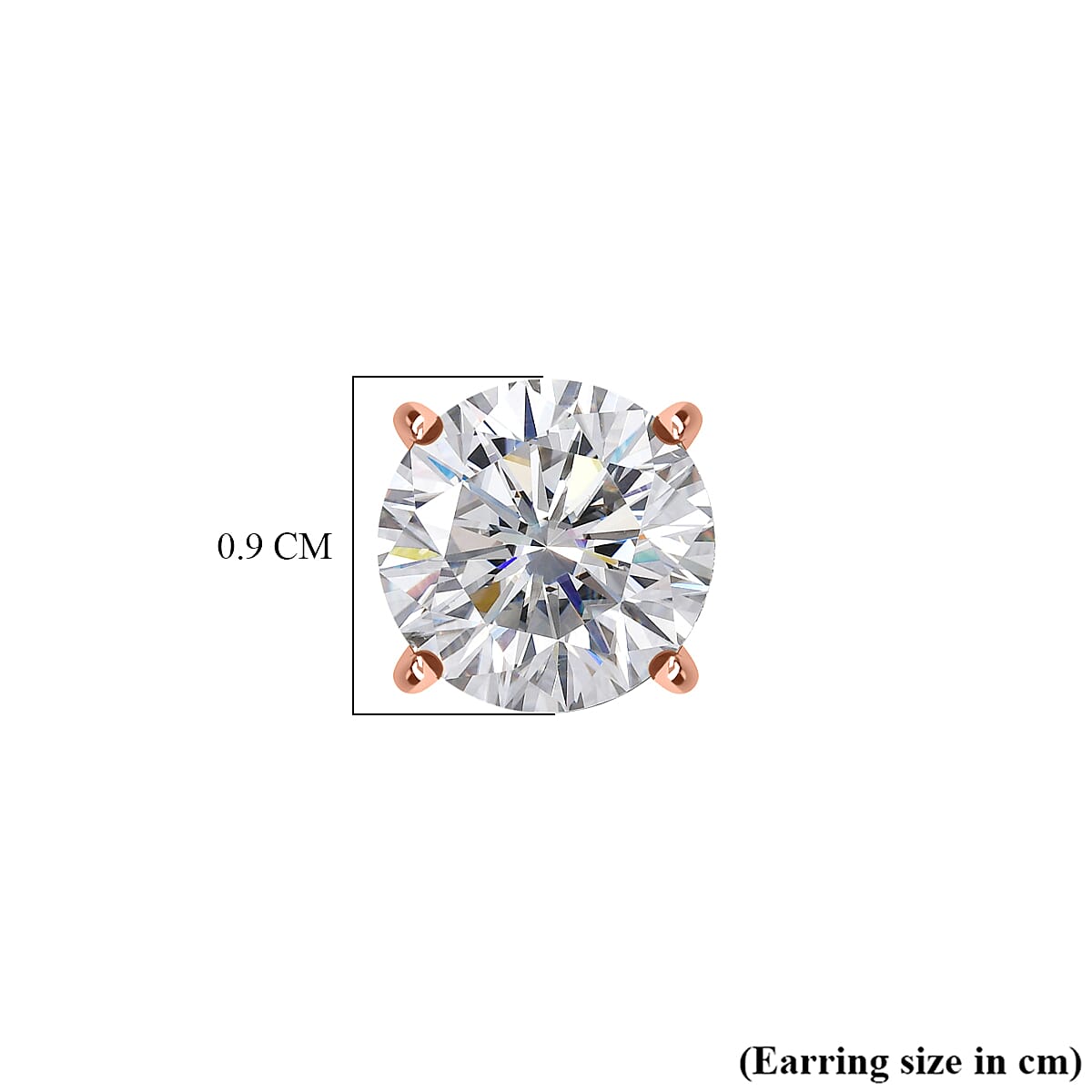 D'Joy Moissanite Solitaire Stud Push Post Earring in Rose Gold Plated Sterling Silver 3.70 Ct.