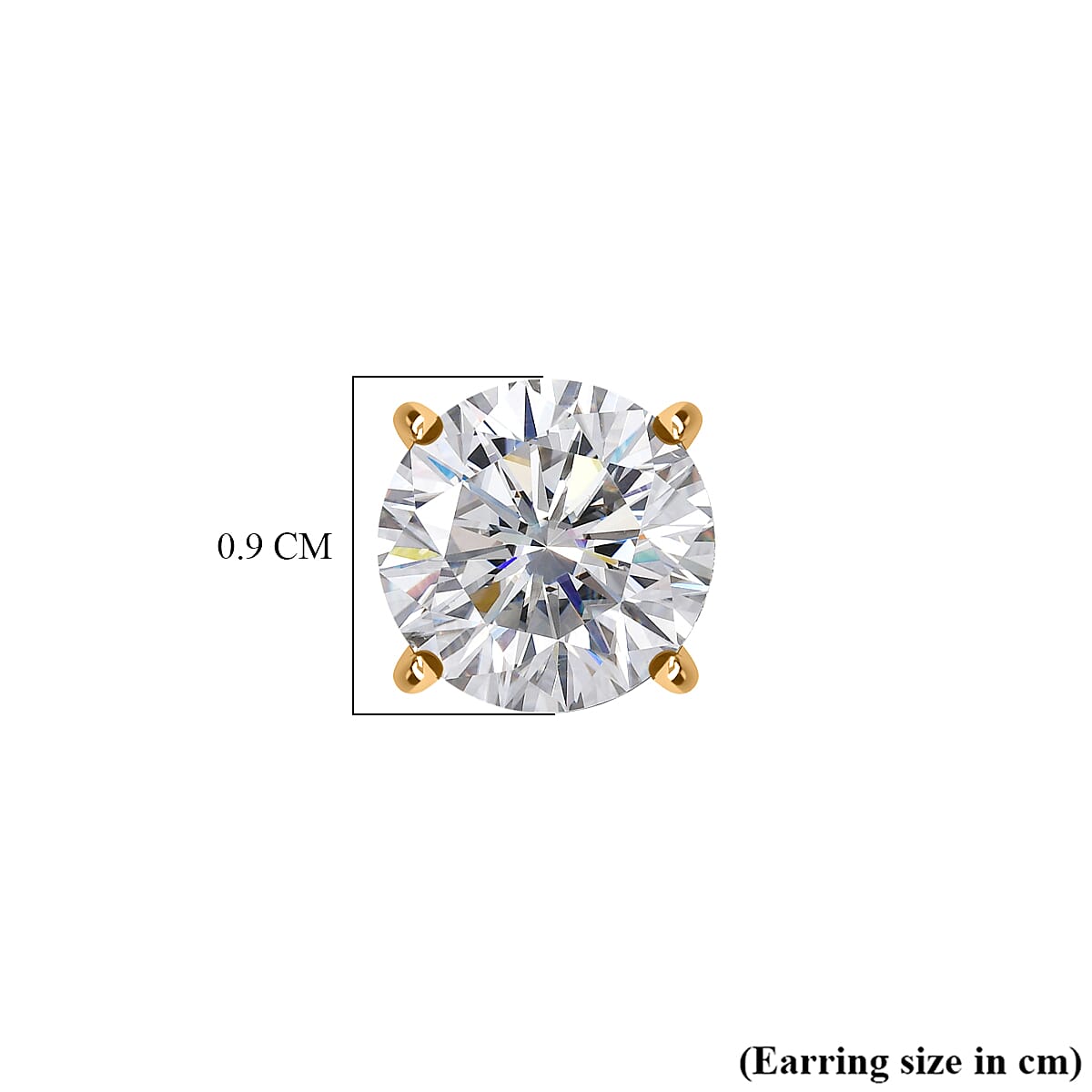 Moissanite Solitaire Stud Push Post Earring in 18K YG PlatingSterling Silver  3.688  Ct.