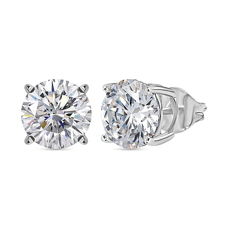 D'Joy Moissanite Solitaire Stud Push Post Earring in Platinum Overlay Sterling Silver 3.70 Ct.