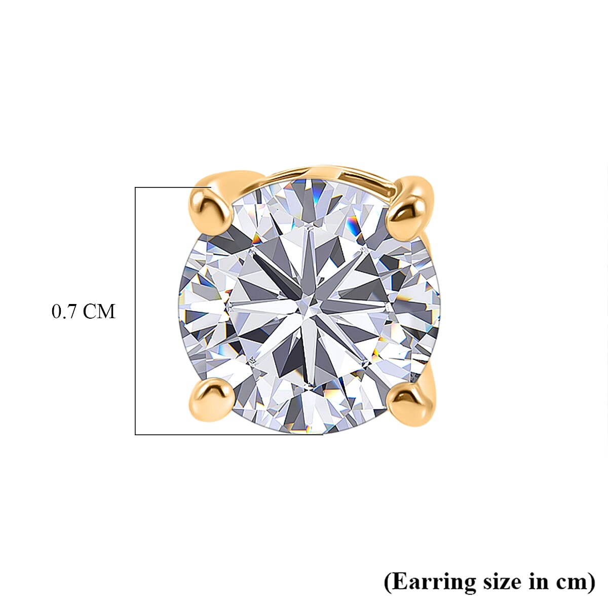 Royal Bali Collection - Moissanite Solitaire Stud Earring with Screw Back in Yellow Gold Plated Sterling Silver 2.40 Ct.